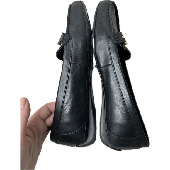 Lauren Ralph Lauren Women's Cayla Slip-On Loafers Leather Black Gold Chain 9.5 - Picture 5 of 8